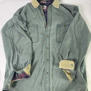 Vintage RedHead Flannel Lined Work Shirt, Green, Size L - Corduroy Collar